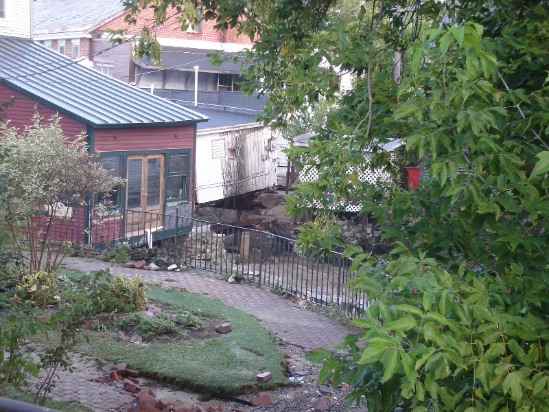 back of Watershed and pizza parlor; Kennedy Park